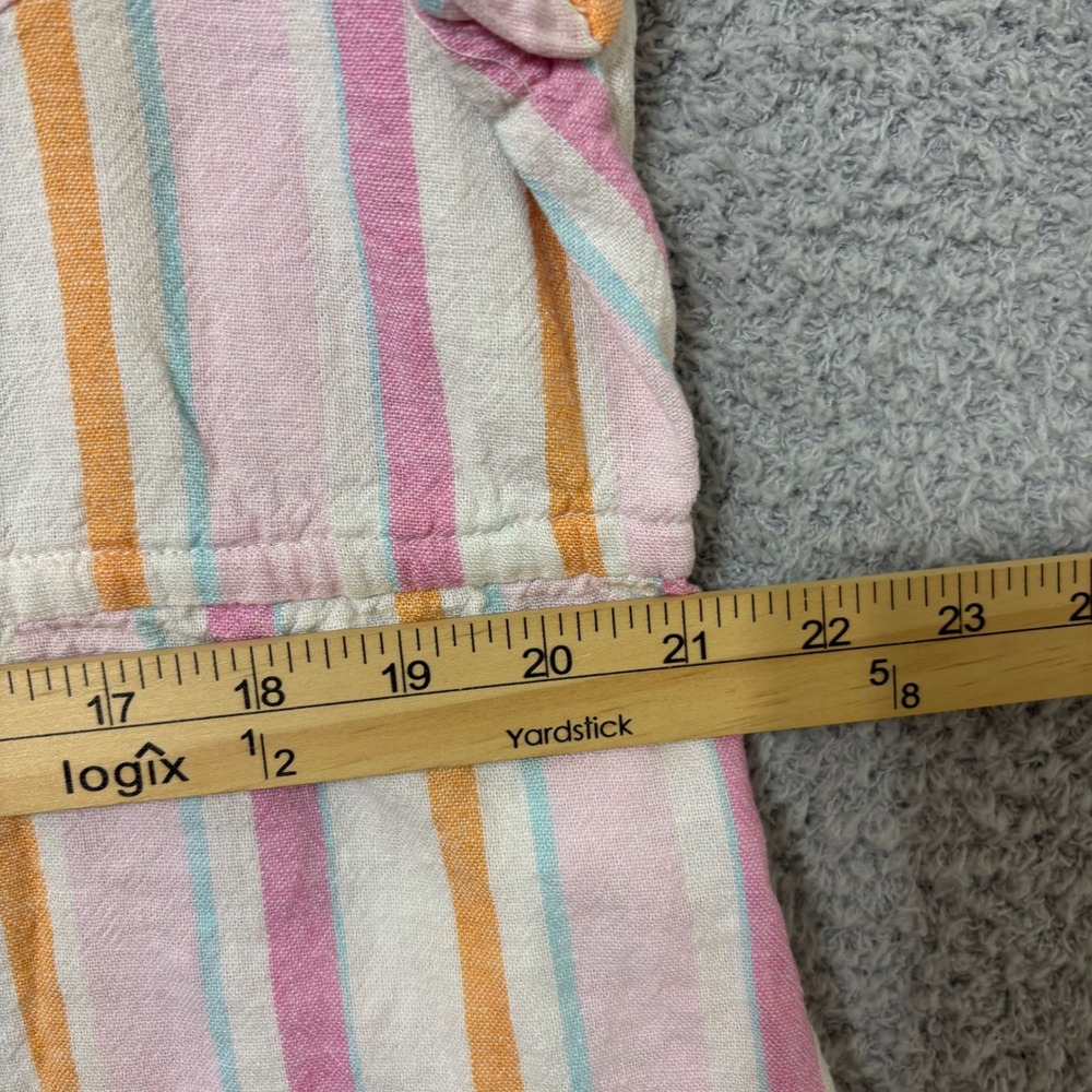 Striped Linen Blend Shirt Dress XL 16-18 Tie Waist Pockets - Picture 12 of 13